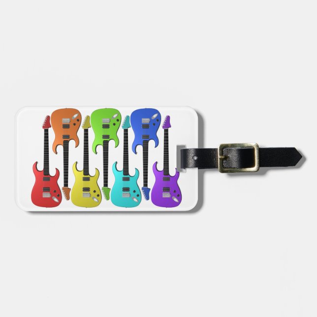 Farbige elektrische Gitarren Gepäckmarken Gepäckanhänger (Vorderseite horizontal)