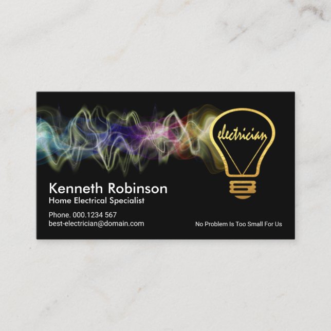 Farbige elektrische Wave Gold Electrician Bulb Visitenkarte (Vorderseite)