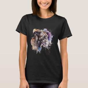 Farbige englische Greyhound Aquarellkunst T-Shirt