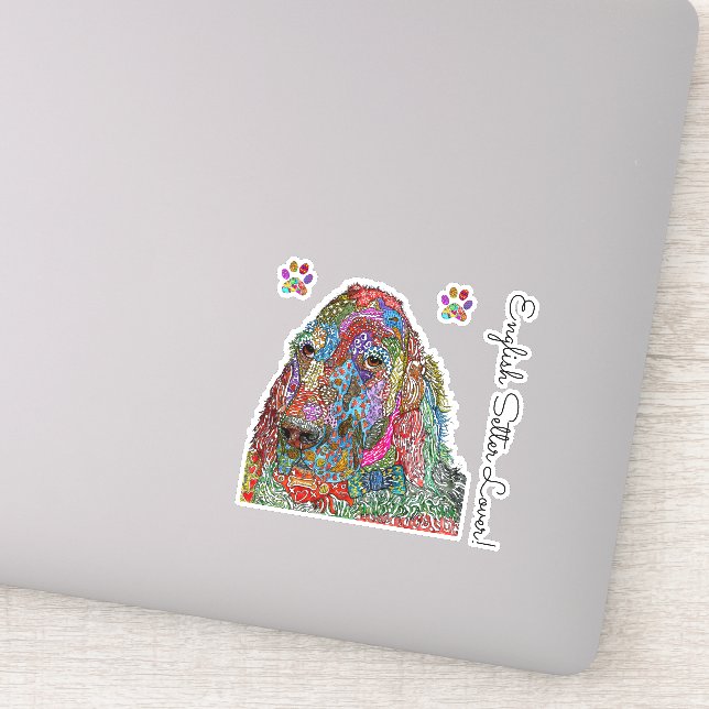 Farbige englische Setter Lover Vinyl Stickers Aufkleber (Detail)