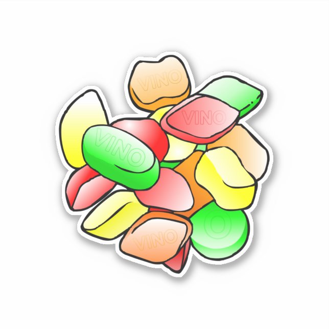 Farbige englische Wine Gums Sticker (Vorderseite)