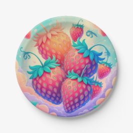 Farbige Erdbeere Pappteller