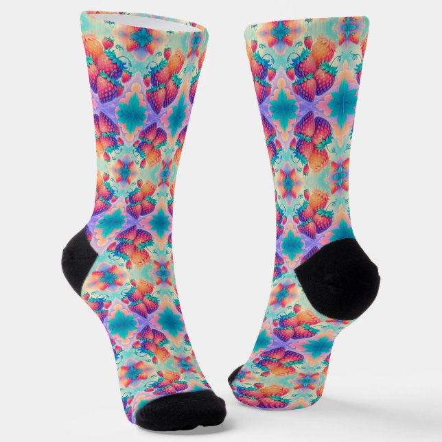 Farbige Erdbeere Socken (Gewinkelt)