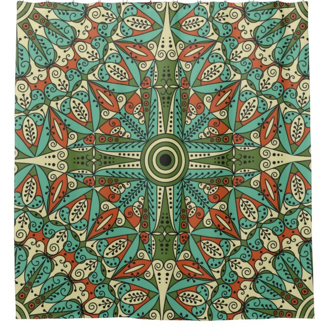 Farbige ethnisch gemusterte Herkunft. Arabesque vi Duschvorhang (Vorderseite)