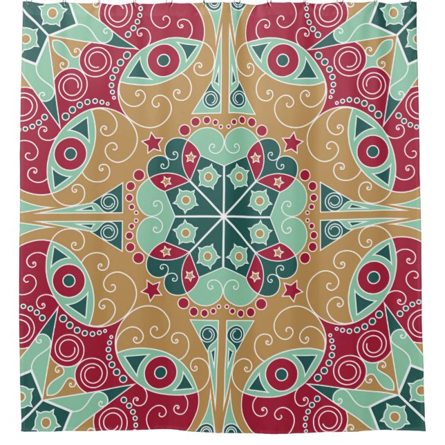 Farbige ethnisch gemusterte Herkunft. Arabesque vi Duschvorhang (Vorderseite)