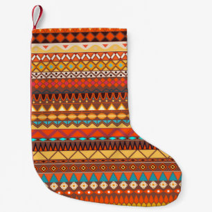Farbige ethnisch nahtlose Stammes-Muster. Kleiner Weihnachtsstrumpf