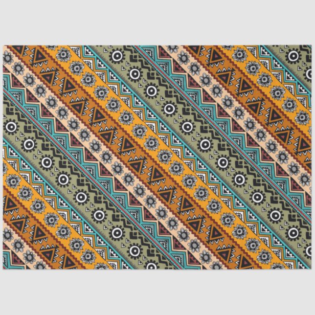 Farbige, ethnische Aztec-Muster Seidenpapier (Vorderseite)