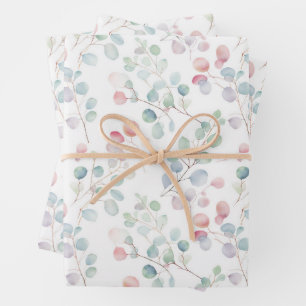 Farbige Eukalyptusblätter Geschenkpapier Set