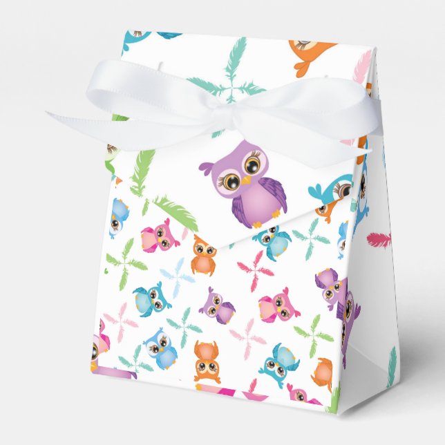 Farbige Eulen Geschenkschachtel (Vorderseite)