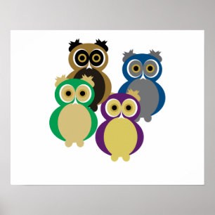Farbige Eulen Poster
