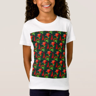 Farbige exotische Blumen Blätter Muster T-Shirt
