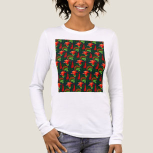 Farbige exotische Blumen Blätter Muster Tri-Blend Shirt