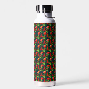 Farbige exotische Blumen Blätter Muster Trinkflasche