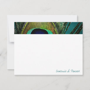 Farbige exotische Pfauenfeder Foto Elegant Chic Dankeskarte