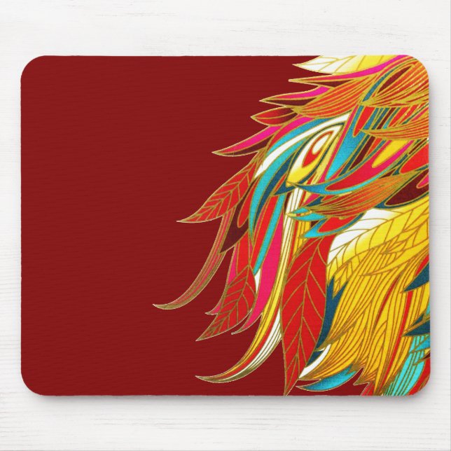 Farbige exotische Stammesfedern Rot Mousepad (Vorne)