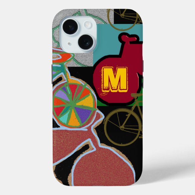 Farbige Fahrräder mit Monogramm Case-Mate iPhone Hülle (Rückseite)