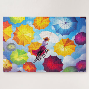 Farbige Fantasie-Imaginations-Girl mit Regenschirm