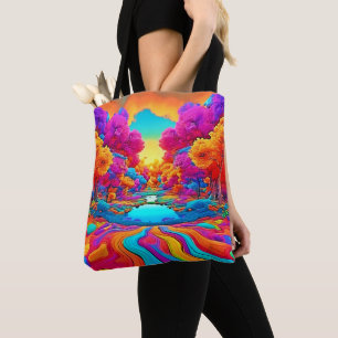 Farbige Fantasie-Landschaft Tasche