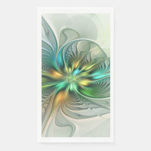 Farbige Fantasie Moderne Abstrakte Blume Fraktal Serviette