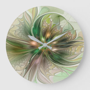 Farbige Fantasie Moderne Abstrakte Fraktalblume Große Wanduhr