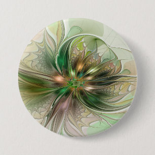 Farbige Fantasie Moderne Abstrakte Fraktale Blume Button