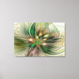 Farbige Fantasie Moderne Abstrakte Fraktale Blume Leinwanddruck