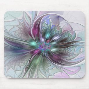 Farbige Fantasy Abstrakt Moderne Fraktal-Blume Mousepad