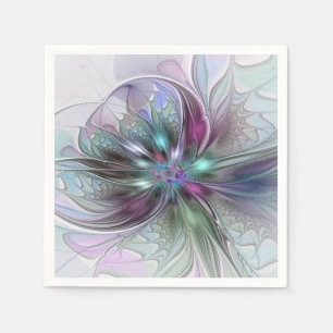 Farbige Fantasy Abstrakt Moderne Fraktal-Blume Serviette