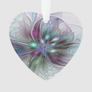 Farbige Fantasy-Abstrakte Fraktal-Blumen-Herz Ornament