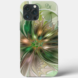 Farbige Fantasy-Abstrakte Fraktal-Blumen-Initialen Case-Mate iPhone Hülle
