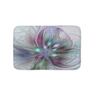 Farbige Fantasy-Abstrakte Moderne Fraktal-Blume Badematte
