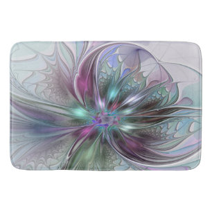 Farbige Fantasy-Abstrakte Moderne Fraktal-Blume Badematte