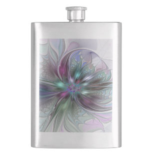 Farbige Fantasy-Abstrakte Moderne Fraktal-Blume Flachmann
