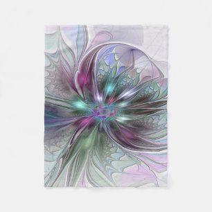 Farbige Fantasy-Abstrakte Moderne Fraktal-Blume Fleecedecke