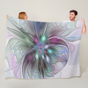 Farbige Fantasy-Abstrakte Moderne Fraktal-Blume Fleecedecke