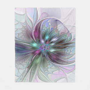 Farbige Fantasy-Abstrakte Moderne Fraktal-Blume Fleecedecke