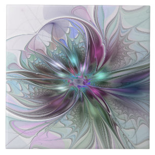 Farbige Fantasy-Abstrakte Moderne Fraktal-Blume Fliese