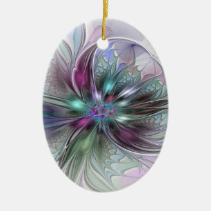 Farbige Fantasy-Abstrakte Moderne Fraktal-Blume Keramik Ornament