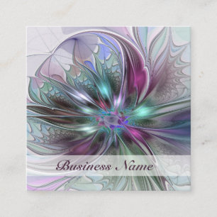 Farbige Fantasy-Abstrakte Moderne Fraktal-Blume Quadratische Visitenkarte