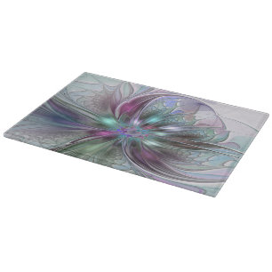 Farbige Fantasy-Abstrakte Moderne Fraktal-Blume Schneidebrett