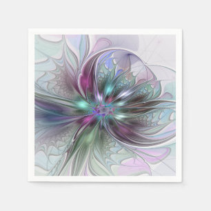 Farbige Fantasy-Abstrakte Moderne Fraktal-Blume Serviette