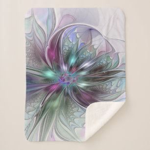 Farbige Fantasy-Abstrakte Moderne Fraktal-Blume Sherpadecke