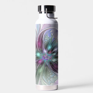 Farbige Fantasy-Abstrakte Moderne Fraktal-Blume Trinkflasche