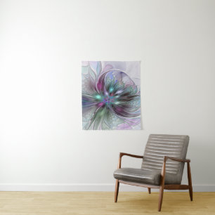 Farbige Fantasy-Abstrakte Moderne Fraktal-Blume Wandteppich