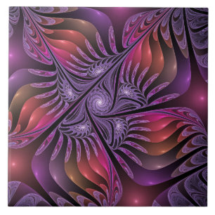 Farbige Fantasy-Abstrakte Trippy-Lila-Fraktal Fliese