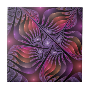 Farbige Fantasy-Abstrakte Trippy-Lila-Fraktal Fliese