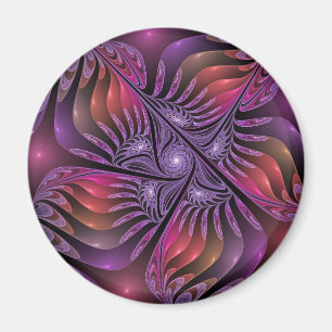 Farbige Fantasy-Abstrakte Trippy-Lila-Fraktal Magnet