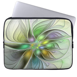 Farbige Fantasy-Blume Moderne Abstrakte Fraktal Laptopschutzhülle