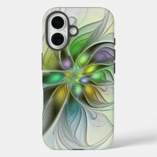 Farbige Fantasy-Blumen-Moderne-Abstrakte-Fraktal iPhone 16 Hülle