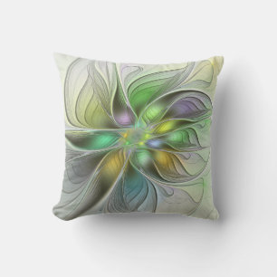 Farbige Fantasy-Blumen-Moderne-Abstrakte-Fraktal Kissen